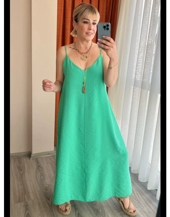 Mint Yeşili Uzun Askılı Elbise