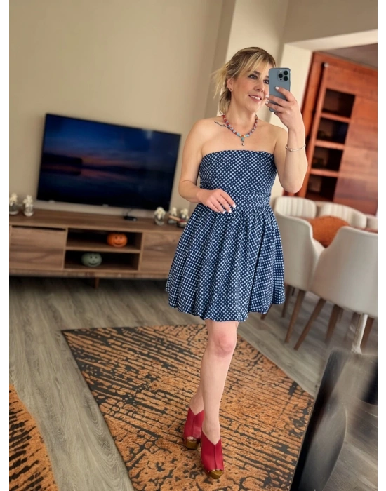 Puantiyeli Balon Elbise