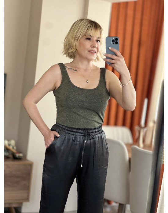 Saten Antrasit Pantolon