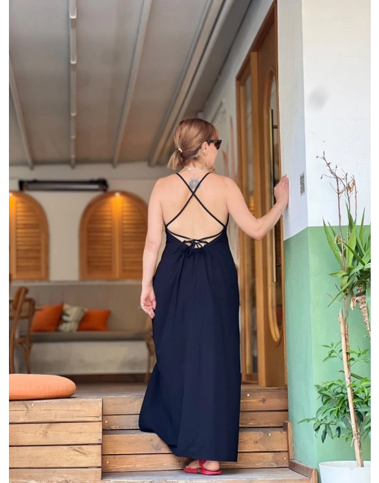 SİYAH KETEN ELBİSE