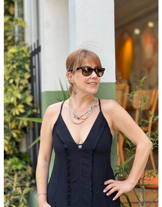 SİYAH KETEN ELBİSE