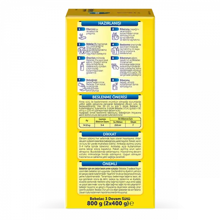 Bebelac 3 Devam Sütü 800g 9-12 Ay