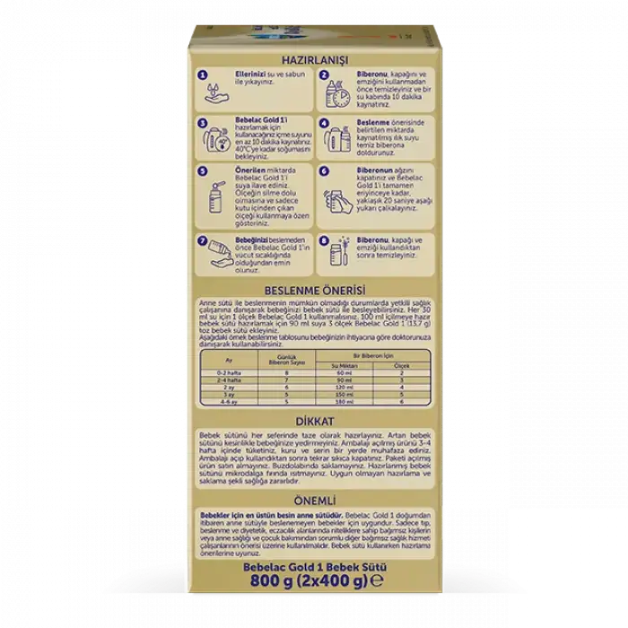 Bebelac Gold 1 Bebek Sütü 800g 0-6 Ay