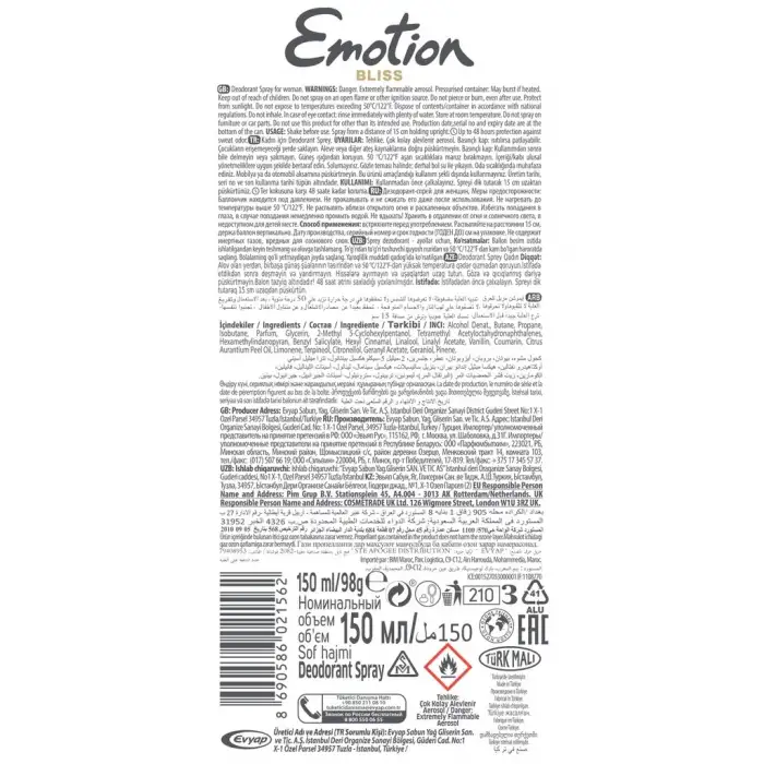 Emotion Gold Bliss Kadın Deodorant Sprey 150 ml