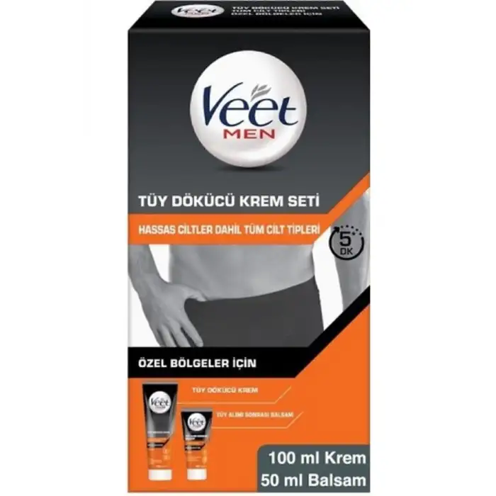 Men Erkek Özel Bölgeler İçin Tüy Dökücü Krem Seti Tüm Cilt Tipleri İçin 100 + 50 ml