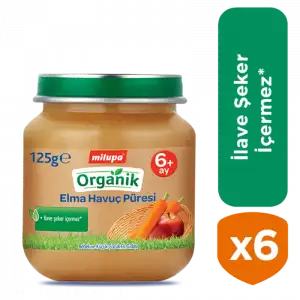 Kavanoz Organik Elma Havuç Püresi 6x125 gr özel paket