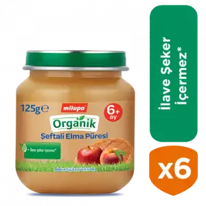 Kavanoz Organik Şeftali Elma Püresi 6x125 gr özel paket