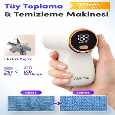 Şarjlı Tüy Toplama Makinesi, 6 Bıçaklı, Dijital Ekranlı, Güçlü Tiftik Toplayıcı (UZUN GÖVDE)