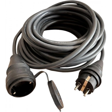 Evden Elektrikli Araba Şarj Uzatma Kablosu Topraklı%100 Bakır 3x2.5mm (SİYAH, 15 METRE)