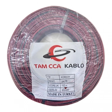 TAM 100 Metre Hoparlör ve Elektrik Kablosu 2x0.75 mm - Siyah