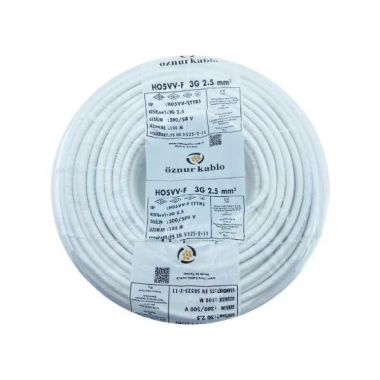 ÖZNUR Marka 3X2.5 mm%100 Bakır TTR Elektrik Kablosu (BEYAZ, 100 METRE)