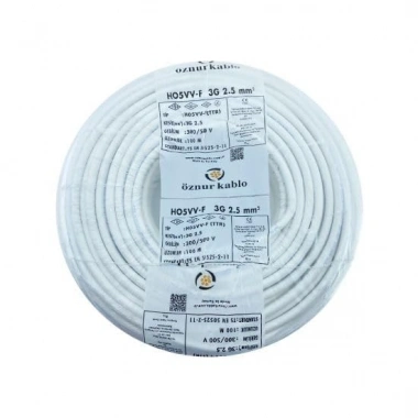 ÖZNUR Marka 3X2.5 mm%100 Bakır TTR Elektrik Kablosu (BEYAZ, 45 METRE)