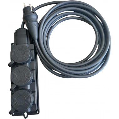 3lü Grup Priz%100 Bakır Kablo 3x2.5mm IP44 Sertifikalı Isıtıcı, Şantiye, Ağır Akıma Uygun (SİYAH, 25 METRE)