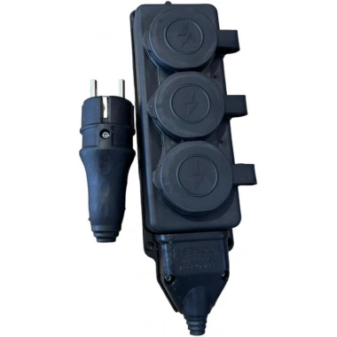 3’lü Grup Priz 3x2.5mm TTR Topraklı Siyah Kauçuk Uzatma Kablosu (100 METRE)