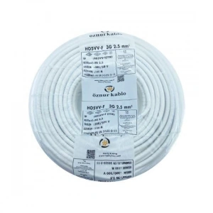 ÖZNUR Marka 3X2.5 mm%100 Bakır TTR Elektrik Kablosu (BEYAZ, 100 METRE)
