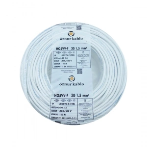 ÖZNUR Marka%100 Bakır 3X1.5 mm TTR Elektrik Kablosu (BEYAZ, 90 METRE)