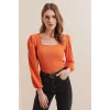 0442 Uzun Kollu Bluz - Turuncu