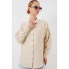 20126 Oversize Keten Gömlek - Bej