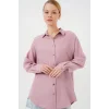 20126 Oversize Keten Gömlek - Gül Kurusu
