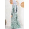 2145 Desenli Tesettür Elbise - Haki