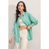 3900 Oversize Kareli Gömlek - Y.Yeşil