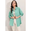 3900 Oversize Kareli Gömlek - Y.Yeşil