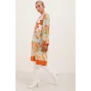 5903 Desenli Viskon Elbise - Turuncu