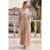 7028 Uzun Tulum Elbise - Bej