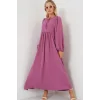 Balon Kol Uzun Tesettür Elbise 2464 - Gül Kurusu