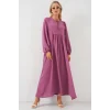 Balon Kol Uzun Tesettür Elbise 2464 - Gül Kurusu