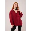 Basic Oversize Bordo Gömlek