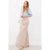 Bej Yüksek Bel Palazzo Pantolon 6646