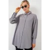 Çizgili Uzun Gömlek Tunik 5963 - Gri