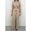 Düşük Bel Oversize Keten Pantolon