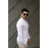 Erkek Pamuklu Keten Kumaş Hakim Yaka Gömlek
