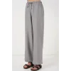 Geniş Paça Keten Pantolon 6735 - Gri