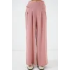 Geniş Paça Pileli Pantolon 6718 - Gül Kurusu