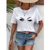 Kadın Kısa Kollu Bisiklet Yaka Göz Baskılı Süprem T-shirt