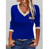 Kadın Uzun Kollu V Yakalı Cepli Viskon Iki Iplik Bluz