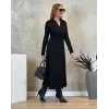 Kadın Uzun Kollu Yakalı Midi Viskon Iki Iplik Elbise