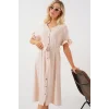Kısa Kol Düğmeli Elbise 2555 - Krem