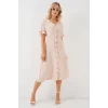 Kısa Kol Düğmeli Elbise 2555 - Krem