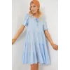 Kısa Kol Kısa Elbise 2554 - Mavi