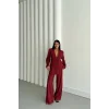 MODAL 4 DÜĞME ASTARSIZ CEKET - PANTOLON TAKIM - Bordo