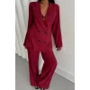 MODAL 4 DÜĞME ASTARSIZ CEKET - PANTOLON TAKIM - Bordo