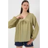 Önü Bağcıklı Uzun Kol Bluz 946 - Çağla