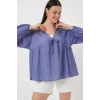 Önü Bağcıklı Uzun Kol Bluz 946 - İndigo