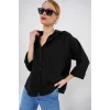 Oversize Kısa Kol Gömlek 20315 - Siyah