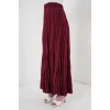 Uzun Kırışık Etek 8042 - Bordo