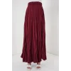 Uzun Kırışık Etek 8042 - Bordo